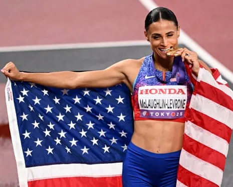 The American sprinter clocks quickest female 400m in four decades to win gold