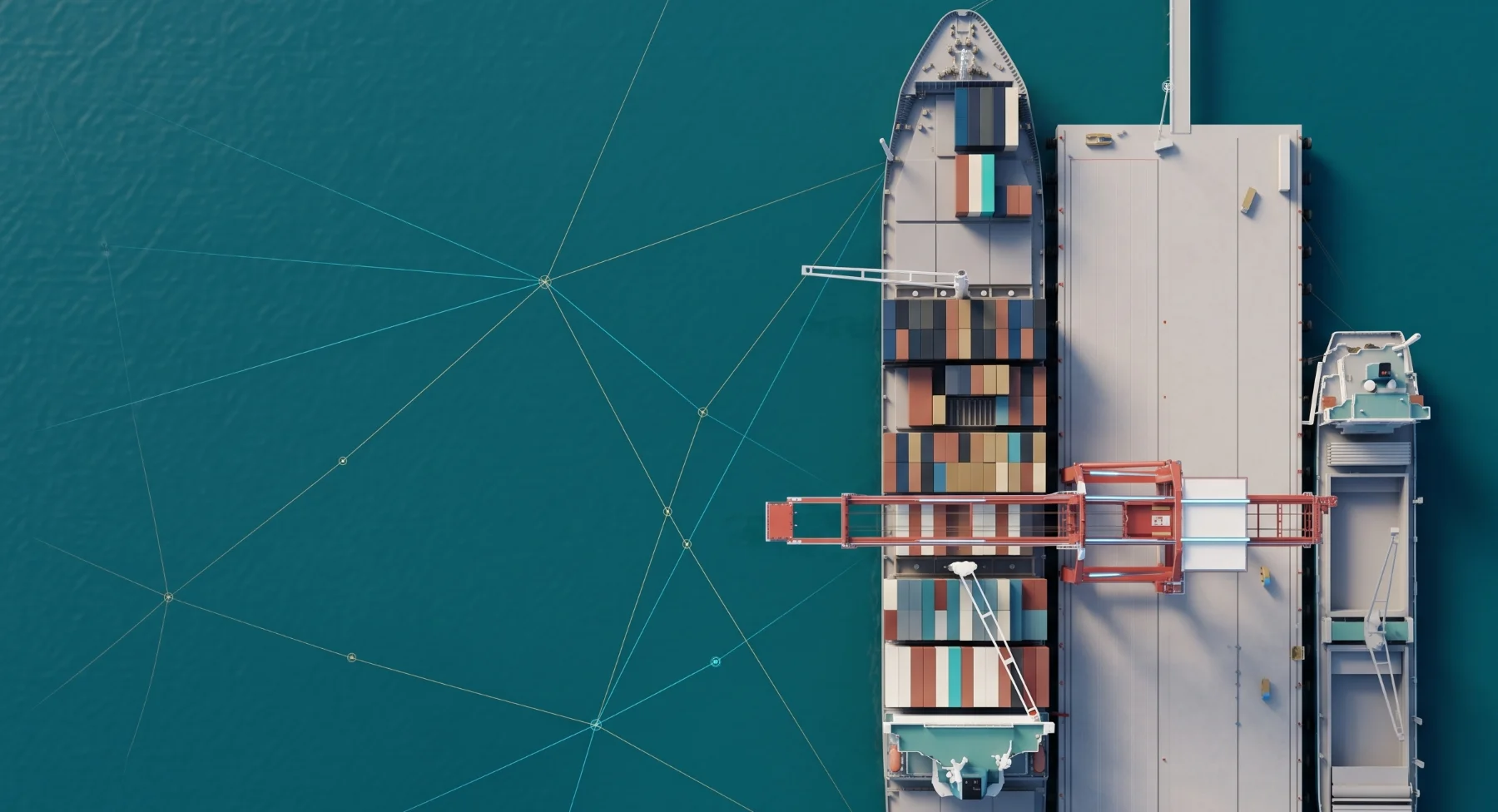 Containers being handled at a Pacific port